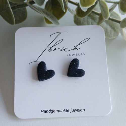 Mini hart ~ Donkerblauw/zilver