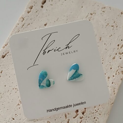 Mini hart ~ Turquoise gemarmerd