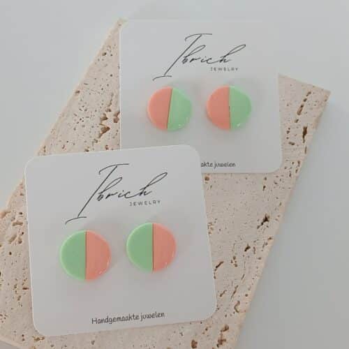 Ceri Duo stud ~ Apricot Mint