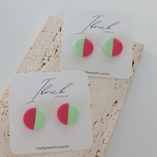 Ceri Duo stud ~ Raspberry Mint